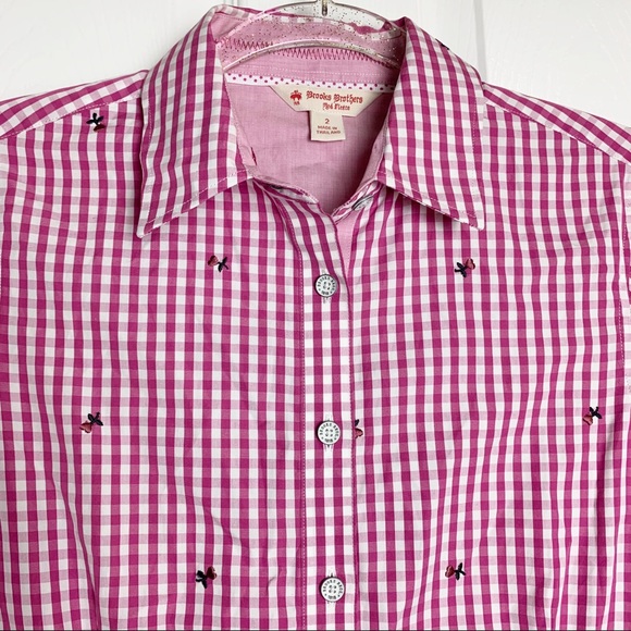 Brooks Brothers Embroidered Gingham Shirt - Picture 2 of 6